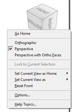 ortho view from view cube in Autodesk inventor