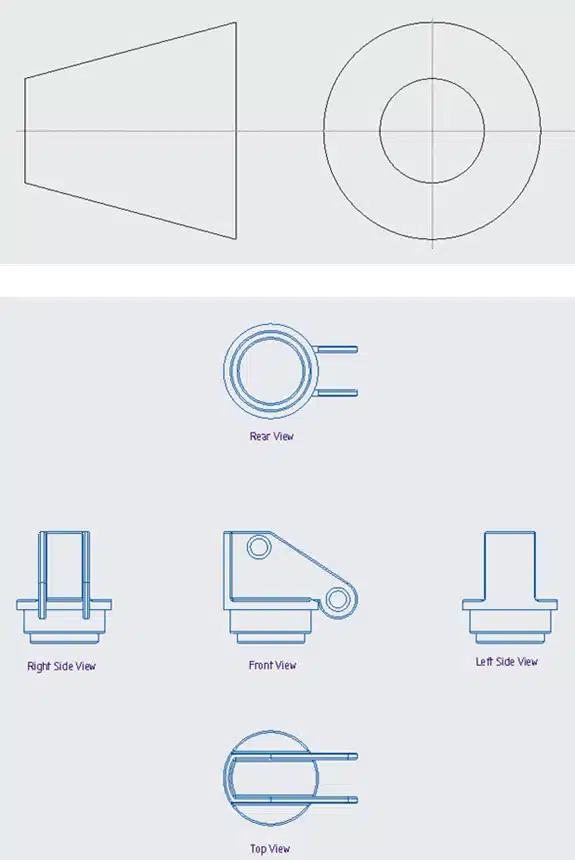 1st angle projection in CAD drawing views