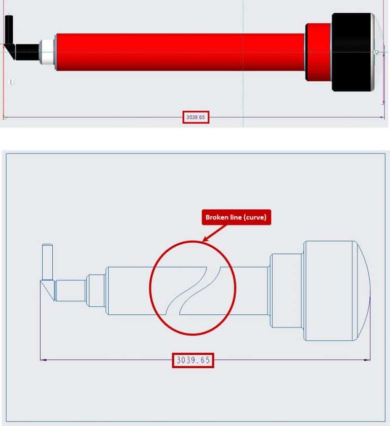 A 3D Part Model and Its corresponding Broken view