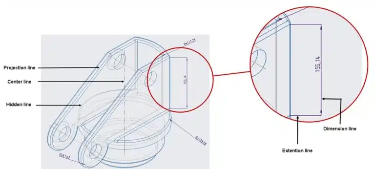 Types of lines used in Engineering Drawing