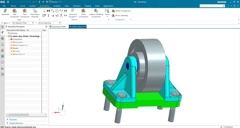 Caster assey step in NX2312 Assembly